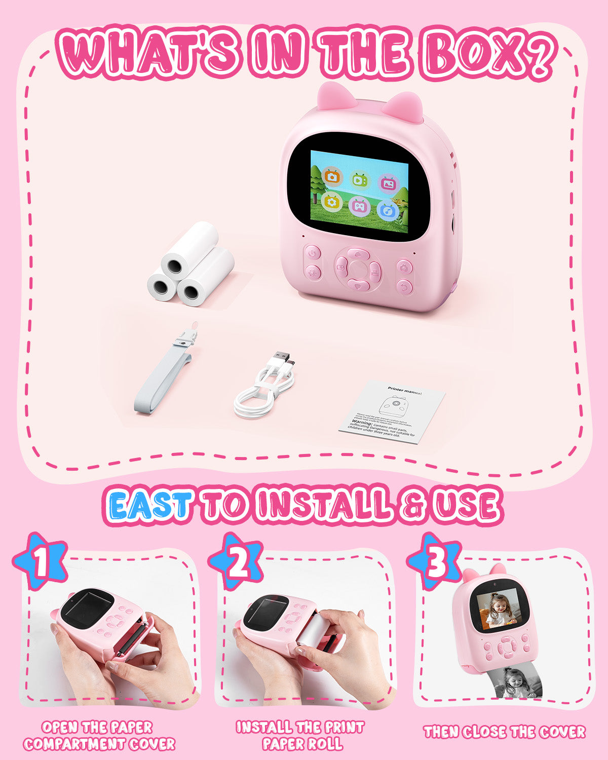 FunPhoto Thermal Mini Photo Printer for Boys Girls