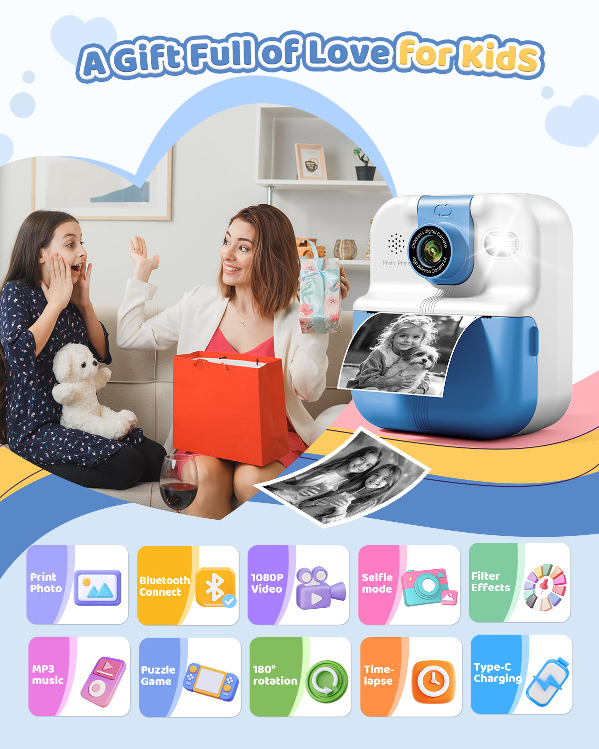 FunMemo Digital Kids Camera Instant Print