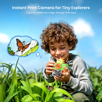 Phocol Dinosaur Camera for Kids, Kids Camera Instant Print, Bluetooth Kid Cameras Printer as Birthday Gifts for 2 to 11 Years Old Boys, Cameras for Kid with Sticker Paper, Dinosaur Toys for Toddlers