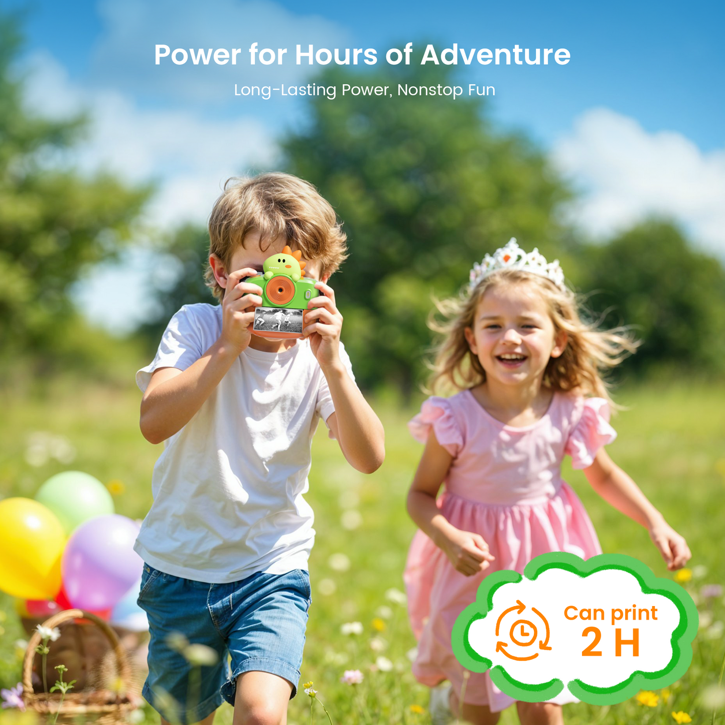 Phocol Dinosaur Camera for Kids, Kids Camera Instant Print, Bluetooth Kid Cameras Printer as Birthday Gifts for 2 to 11 Years Old Boys, Cameras for Kid with Sticker Paper, Dinosaur Toys for Toddlers