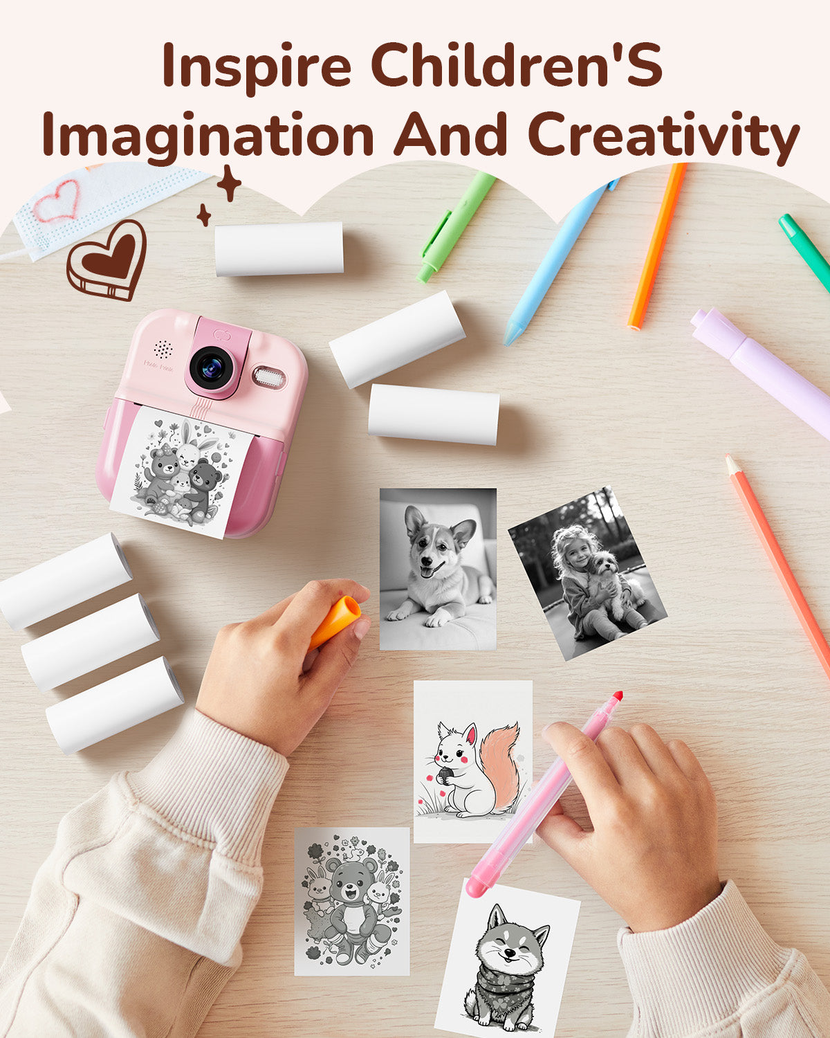 Phocol Kids Camera Paper Roll Refill, Photos Papers 6 Rolls 2 Inch Thermal Printing White with Black Text - Compatible with Phocol K22 K23 P02 for Ages 3-15, Teens & Life Lovers