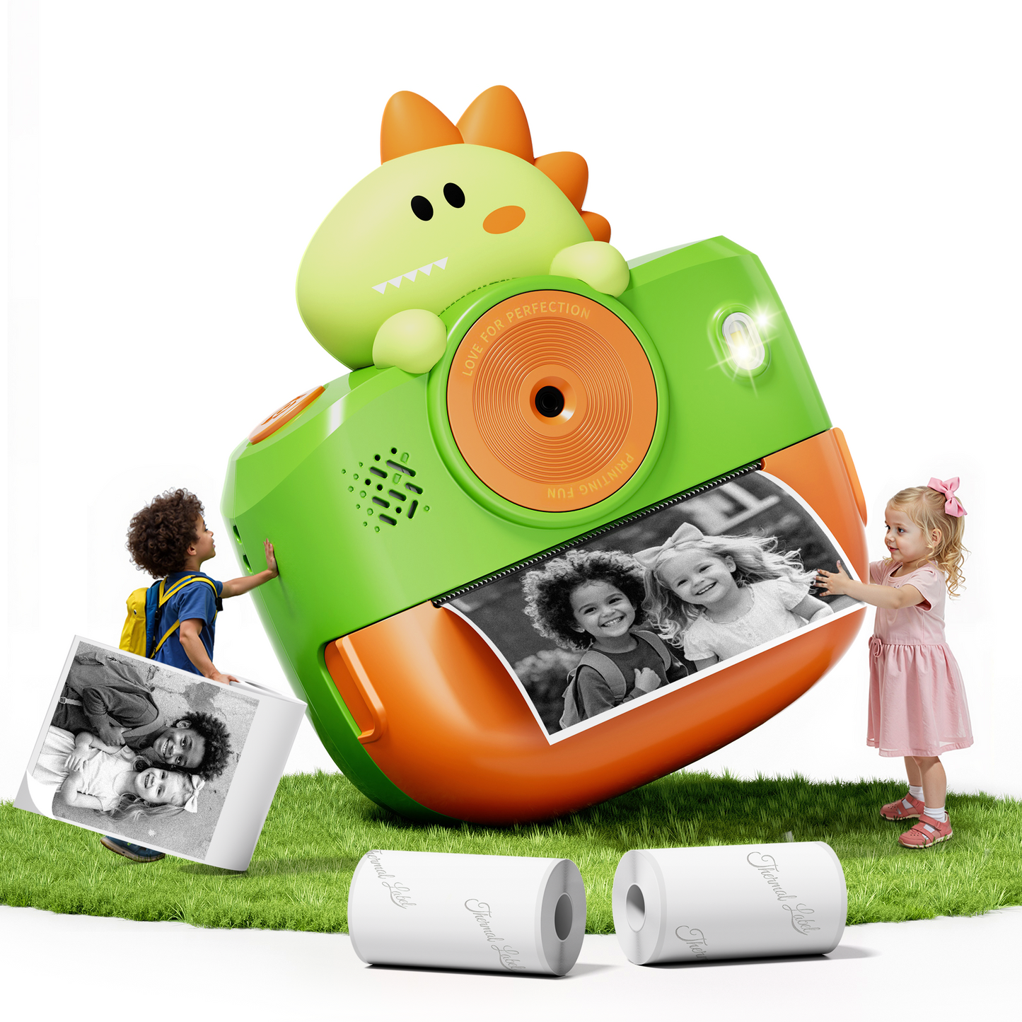 Phocol Dinosaur Camera for Kids, Kids Camera Instant Print, Bluetooth Kid Cameras Printer as Birthday Gifts for 2 to 11 Years Old Boys, Cameras for Kid with Sticker Paper, Dinosaur Toys for Toddlers