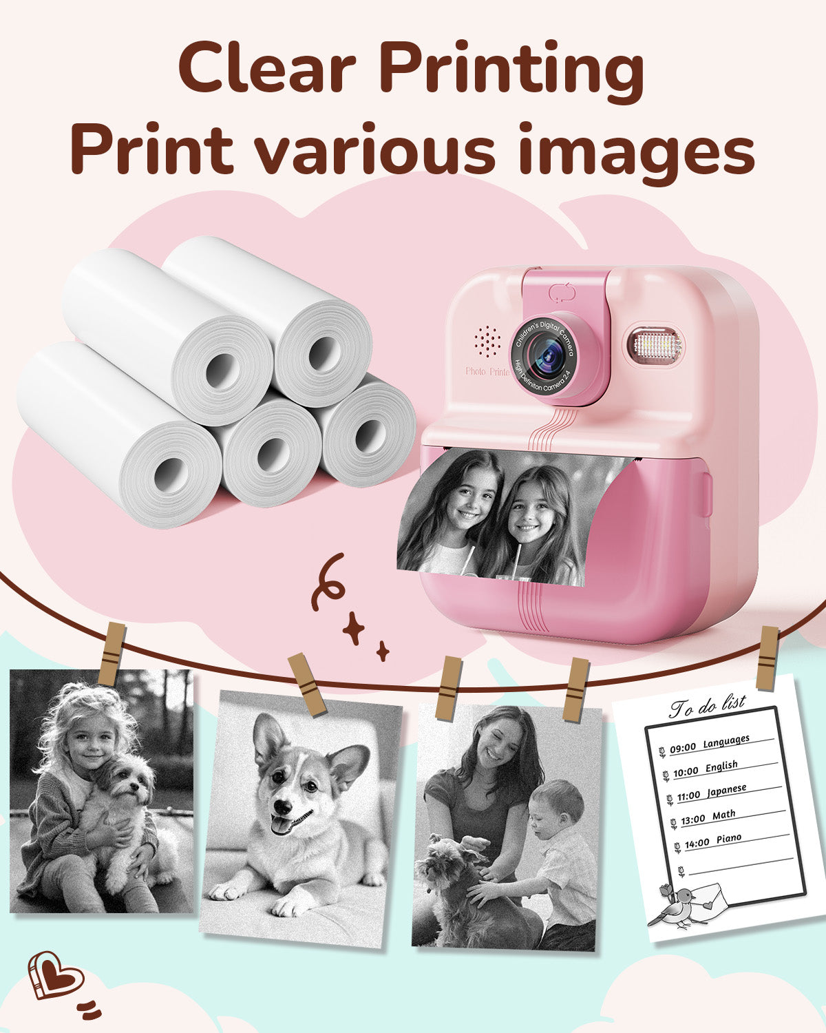 FunPhoto Thermal Photo Printer Paper 5 Rolls