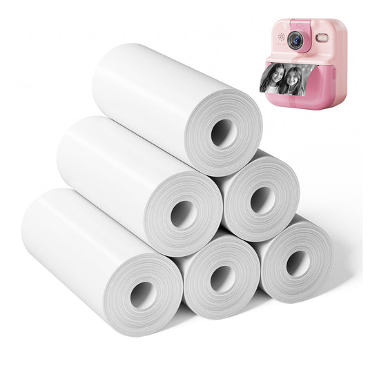 Phocol Kids Camera Paper Roll Refill, Photos Papers 6 Rolls 2 Inch Thermal Printing White with Black Text - Compatible with Phocol K22 K23 P02 for Ages 3-15, Teens & Life Lovers