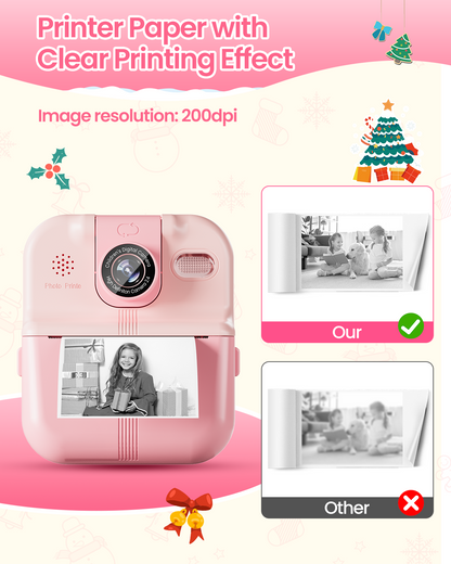 Phocol Kids Camera Instant Print, Instant Camera Gifts for 10 Year Old Girl, Pink Toddler Camara for 2 Year Old Girl Birthday Gift,Selfie Digital Camara for Kids,Portable Kids Toys with 1080P Videos